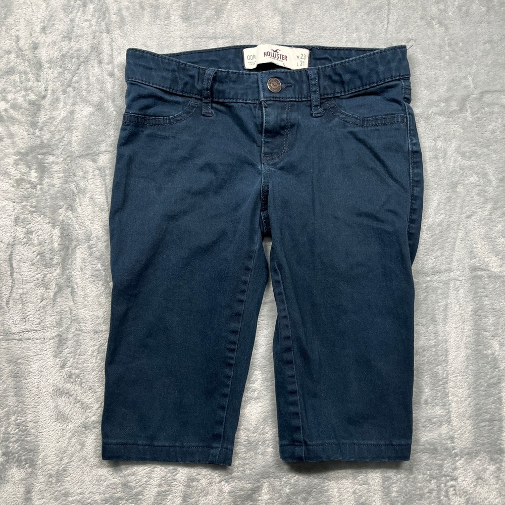 Hollister‎ Chino Shorts Womens 00R W23 L31 Navy Blue Low Rise Casual Twill